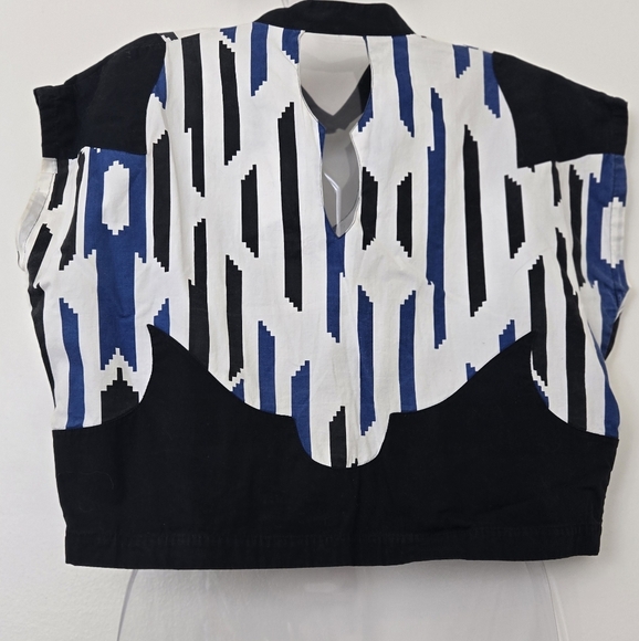 Wrangler Vintage Western Sleeveless Crop Top Black Blue White Navajo Print XL - Picture 3 of 6